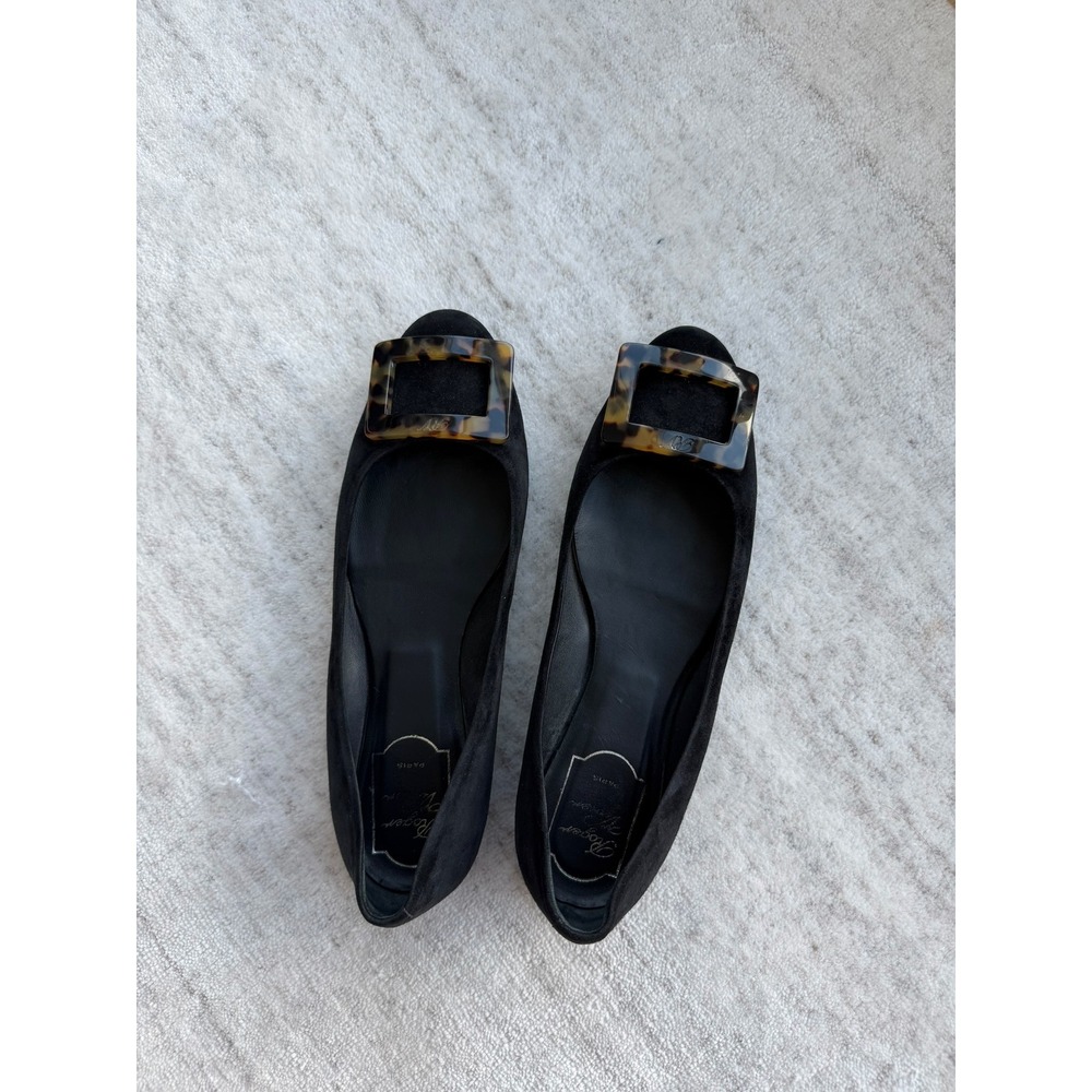 Roger Vivier Black Suede Flats Size 38